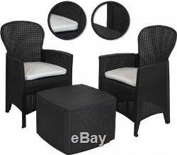 3 Pièces Extérieur Chaise Table D'intérieur Jardin Patio 2 Rotin Style Furniture Set