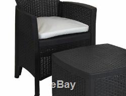 3 Pièces Extérieur Chaise Table D'intérieur Jardin Patio 2 Rotin Style Furniture Set