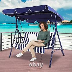 3 Seater Garden Swing Chair Hammock Outdoor Patio Siège De Service Lourd Coussin Canopy