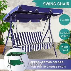 3 Seater Garden Swing Chair Hammock Outdoor Patio Siège De Service Lourd Coussin Canopy