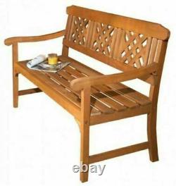3 Seater Hardwood Bench Classic Wooden Garden Patio Meubles Extérieurs Intérieur Nouveau