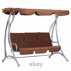 3 Seater Outdoor Garden Patio Metal Swing Chair Swinging Hammock Cushioned Bench