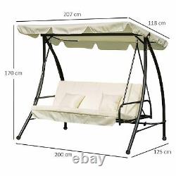 3 Seater Swing Chair 2-en-1 Hammock Bed Patio Jardin Coussin Extérieur Avec Canopy