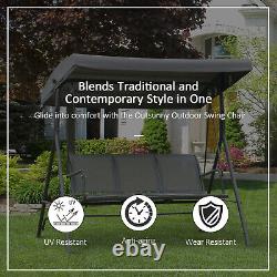3 Seater Swing Chair Garden Hammock Canopy Patio Banque Extérieure Siège Olive Grey