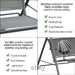 3 Seater Swing Chair Garden Hammock Canopy Patio Banque Extérieure Siège Olive Grey
