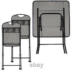 3pc Folding Bistro Set Outdoor Garden Patio Furniture Table & 2 Chaises Assises