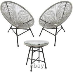 3pcs Bistro Set Egg String Chaise & Table Jardin Patio Set Intérieur & Extérieur