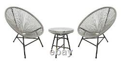 3pcs Bistro Set Egg String Chaise & Table Jardin Patio Set Intérieur & Extérieur