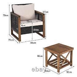 3pcs Meubles De Rotin D'extérieur Bistro Set Garden Patio Wicker Table & Chair Set