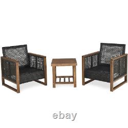3pcs Meubles De Rotin D'extérieur Bistro Set Garden Patio Wicker Table & Chair Set