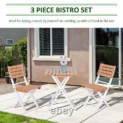 3pcs Patio Bistro Set Garden Furniture Set Polding Outdoor Chair Table Natural
