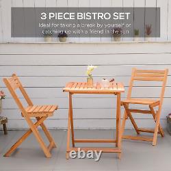 3pcs Patio Bistro Set Garden Furniture Set Polding Outdoor Chair Table Teck
