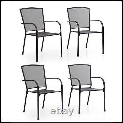 4 Chaises de patio en plein air Chaise de salle à manger de jardin Chaises de jardin Fauteuil pour cour