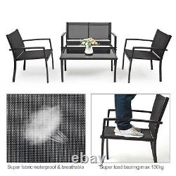 4 Pcs Garden Furniture Set Patio Outdoor 4 Seater Canapé Chaises Table Rectangulaire