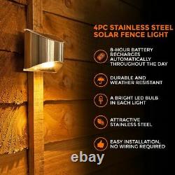 4 X Led Solar Power Garden Fence Lumières Murales Patio Lumières De Sécurité Extérieure