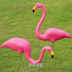 4pcs Patio Decoration Garden Pink Flamingo Bird Lawn Pond Ornaments Statue