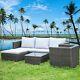 5 Seater Patio Lounge Rattan Garden Furniture Set Chairs Table Outdoor & Cushion