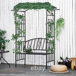 Arche de jardin en métal avec banc 2 places Décoration extérieure Patio 205 H cm