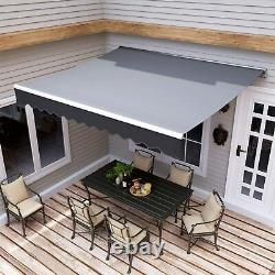 Auvent Manuel Canopy Extérieur Patio Garden Sun Shade Retractable Ajustable Shelter