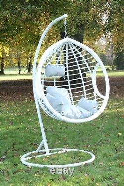 Balançoire Suspendue Egg Chair Avec Coussin Patio Jardin Extérieur Pe Meubles En Rotin