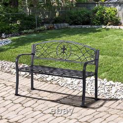 Banc de jardin d'extérieur Outsunny avec motif enroulé, mobilier de parc pour terrasse, chaise de porche en métal.