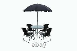 Bistro Garden Outdoor Metal Patio / Conservatory Set De Repas. 4 Seater Avec Parapluie
