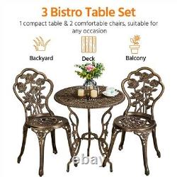 Bistro Set 3pcs Patio Table Et Chaises Aluminium Garden Furniture Set Outdoor
