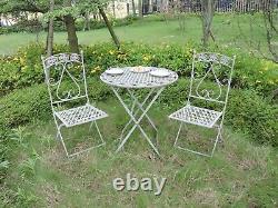 Bistro Set De Jardin En Métal Patio Meubles Extérieurs Chaises De Table En 3 Pièces Vintage