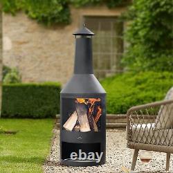 Brûleur de bûches en acier de grande taille pour cheminée d'extérieur dans le jardin, sur la terrasse ou le patio.