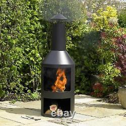 Brûleur de bûches en acier de grande taille pour cheminée d'extérieur dans le jardin, sur la terrasse ou le patio.