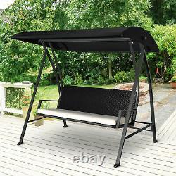 Chaise À Balançoire Extérieure Patio Garden Swinging Lounner 2-3 Seater Bench Noir