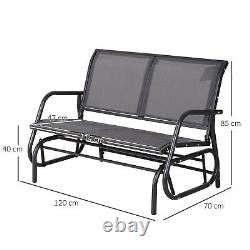Chaise Double Coulissante 2-person Outdoor Glider Bench Pour Patio Garden Porch Grey