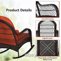 Chaise à bascule en rotin pour patio extérieur, ensemble de meubles de jardin en osier robuste