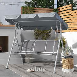 Chaise balançoire en métal Outsunny pour jardin avec auvent, banc de patio 3 places, gris