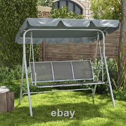 Chaise balançoire en métal Outsunny pour jardin avec auvent, banc de patio 3 places, gris
