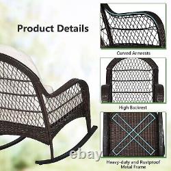 Chaise d'extérieur en rotin pour patio - Fauteuil à bascule robuste en osier - Ensemble de meubles de jardin
