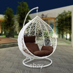 Chaise d'œuf balançoire en rotin pour jardin suspendue intérieure extérieure patio avec coussin