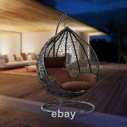Chaise d'œuf balançoire en rotin pour jardin suspendue intérieure extérieure patio avec coussin