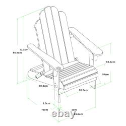 Chaise de jardin Adirondack Mobilier d'extérieur en bois pour patio Chaise pliante pour terrasse