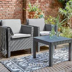Chaise de patio bistrot en rotin 2 places, table, mobilier de jardin extérieur, salon de balcon