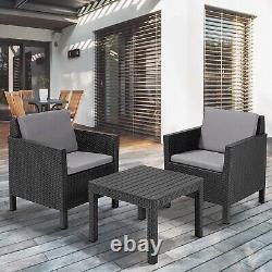 Chaise de patio bistrot en rotin 2 places, table, mobilier de jardin extérieur, salon de balcon