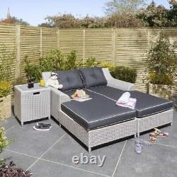 Chaise longue double Prestbury gris pour le jardin extérieur, ensemble de meubles de patio de luxe