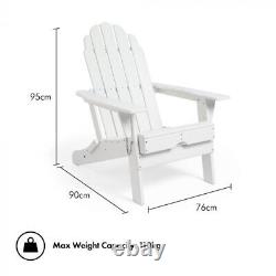 Chaise pliante Adirondack blanche d'exposition pour jardin et mobilier d'extérieur de patio