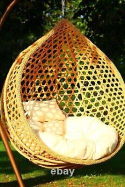 Chaise suspendue en rotin en forme d'œuf pour jardin extérieur, terrasse, balançoire, hamac en osier