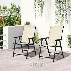 Chaises de jardin Outsunny 2 pièces Mobilier de jardin pliable moderne pour patio extérieur beige