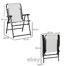 Chaises de jardin pliantes portables Outsunny 6 pièces, transats extérieurs couleur crème blanche