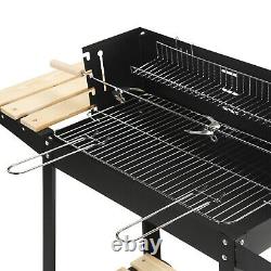 Charcoal Grill Bbq Rectangulaire Barbecue Steel Extérieur Patio Jardin Roues