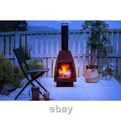 Chauffage de terrasse de jardin avec barbecue et foyer extérieur en acier noir avec rangement de bûches