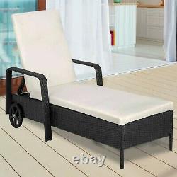 Cliquetis Day Bed Garden Furniture Outdoor Patio Inclinable Sun Lounger Black Brown