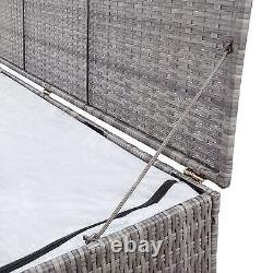 Coffre de rangement de jardin en rotin gris 'Itzcominghome' de 150 cm pour patio extérieur